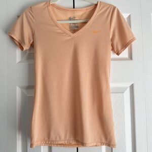 Nike Shirt Size XS Orange Short Sleeve V-Neck Dri-Fit T-Shirt Activewear